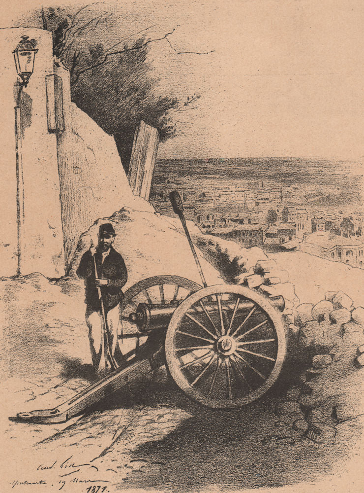 PARIS COMMUNE 1871. La Butte Montmartre c1873 old antique print picture
